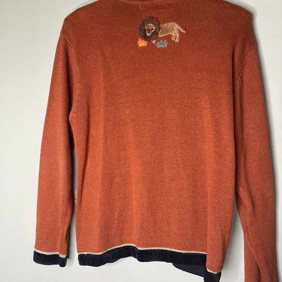 Victoria Harbour VTG Safari Zoo Giraffe Orange Brown Cardigan Large - Picture 5 of 6